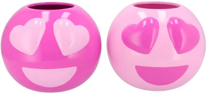 Smiley lovely pink mix vase ass 11x11x9cm - set van 2