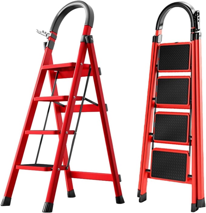 Inklapbare Trapladder met Brede Treden en Antislip Leuning - Max 150kg