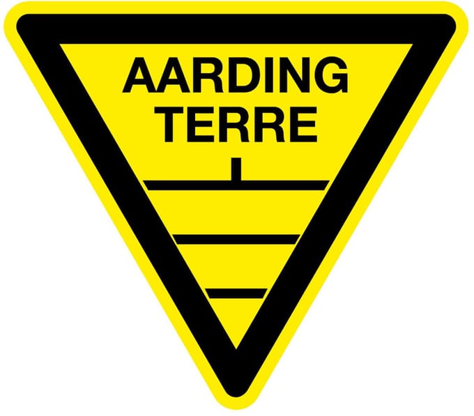 Waarschuwingsbord aarding terre - kunststof 150 mm