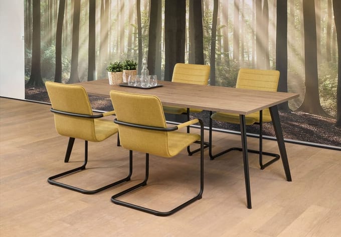Vergadertafel Victory 4-poots recht 200x100 frame Wit (RAL9010) blad Lichtgrijs