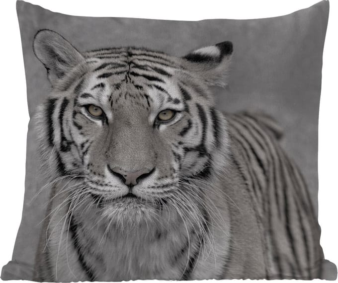 Tuinkussen - Tijger - Natuur - Zwart - Wit - 40x40 cm - Weerbestendig