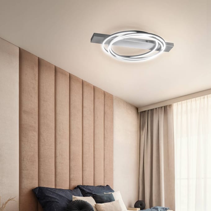 FISCHER & HONSEL LED plafondlamp Kiku, lengte 76 cm, aluminiumkleurig, metaal