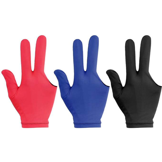 Gants de billard élastiques à 3 doigts, 3/6 pièces, pour mains gauches et droites 3pcs red
