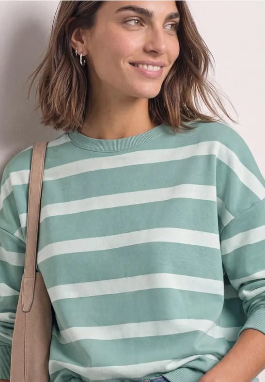Sweatshirt met ronde hals en strepen