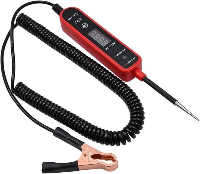 Digitale Spanningszoeker - Stroomtester - Circuit Testen - Real-time LED Display - 6-60V DC - Zwart Rood