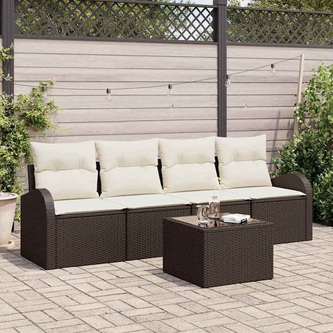 vidaXL - Tuinbank - Set - Bruin - 55 - x - 55 - x - 37 - cm - poly - rattan