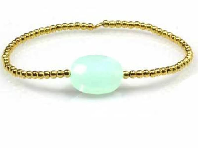 Heaven Eleven - 925 zilver verguld ovale mintgroene steen