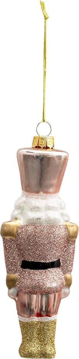 Clayre & Eef Kersthanger Notenkraker 16 cm Roze Glas Kerstbal Kersversiering Kerstboomversiering