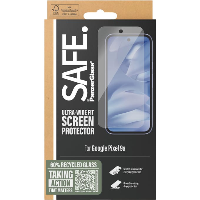 SAFE by PanzerGlass Ultra-Wide Fit Screenprotector voor de Google Pixel 9A