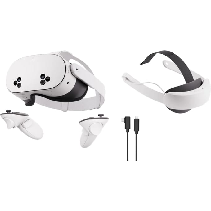Meta Quest 3S 128GB + BlueBuilt PC Link Cable + Elite Strap met batterij