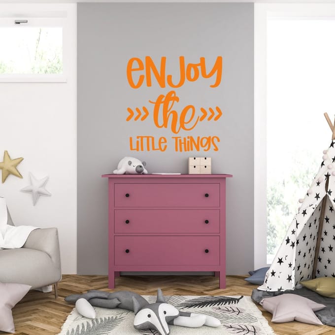 Muursticker - Enjoy The Little Things - 46,4 x 46,4 - Oranje