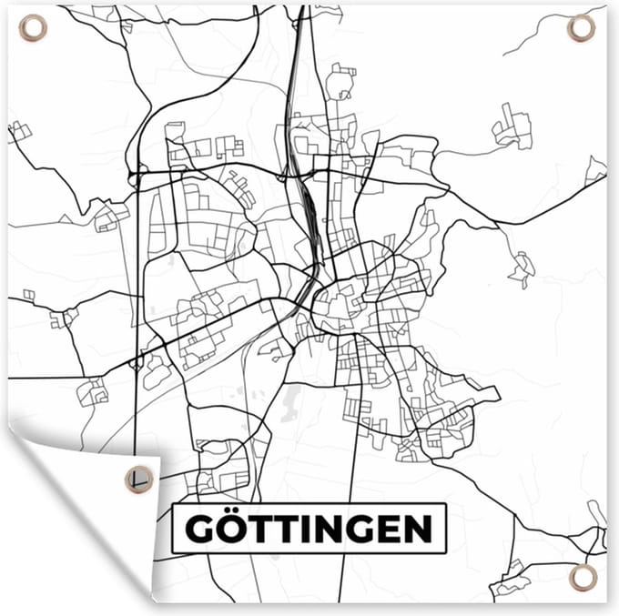 Tuindoek Göttingen - Kaart - Stadskaart - Plattegrond - 100x100 cm