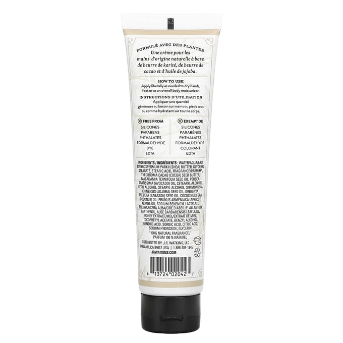 JR Watkins, Crème pour les mains, Noix de coco et miel, 95 g (95g) white