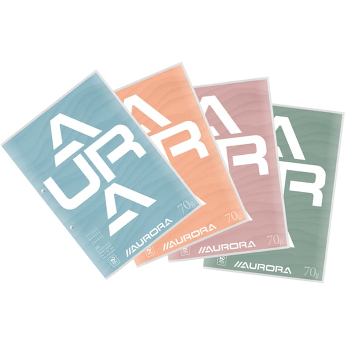 Cursusblok Aurora A4 ruit 4x8mm 2-gaats 200 pagina's 70gr
