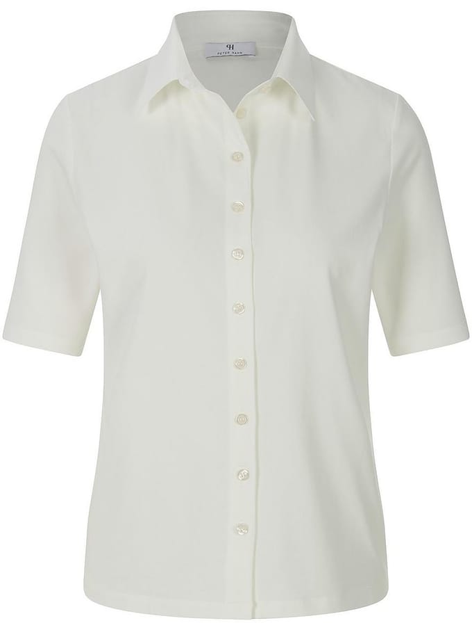 Jerseyblouse lange korte mouwen Van Peter Hahn wit