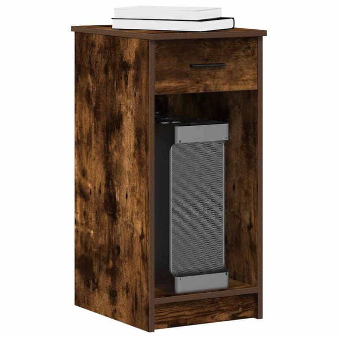 vidaXL - Computertorenstandaard - met - lade - 35x45x77 - cm - gerookt - eikenkleur