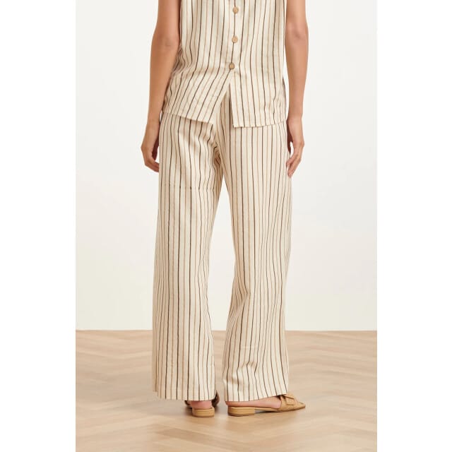 Smashed Lemon Gestreepte wide leg broek met knoopdetail |