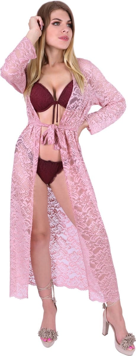 John Zack - Roze strand gebloemde kanten cover-up