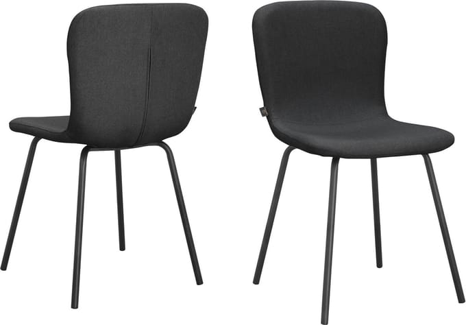 Ulmar-Eetkamerstoel - Antraciet Stof - Set van 2