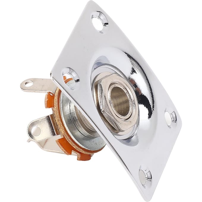 Gitaar Output Jack Plate Vierkante Vorm Metaal Compacte Gitaar Jack Socket Plate voor Telecaster white