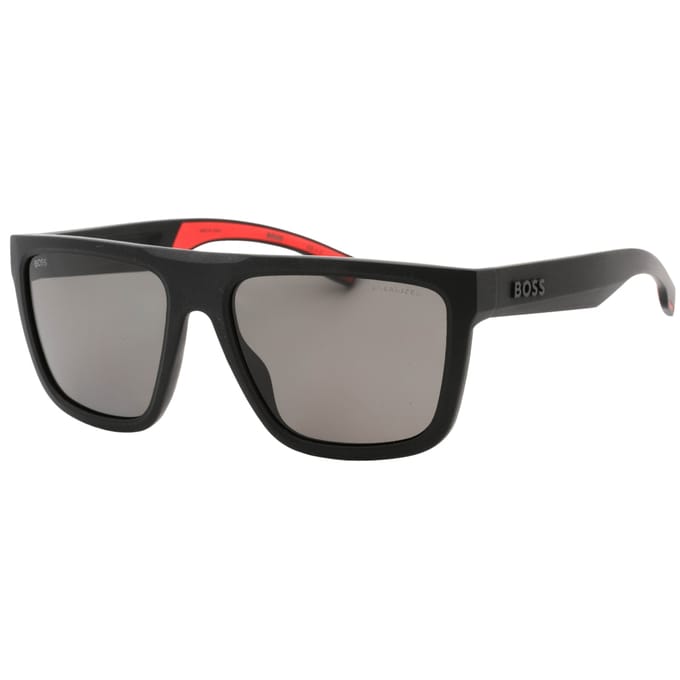 Hugo Boss Square Mannen mat zwart grijs gepolariseerde baas 1451/s