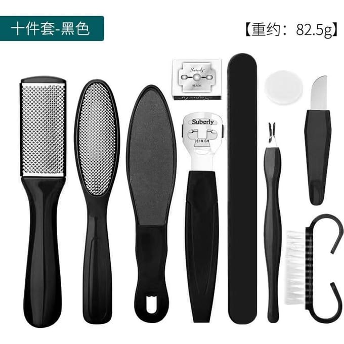 10 stks/set Beroep Pedicure Kit Rasp Voetvijl Eelt Remover Schraper Voetverzorging Tool Kit