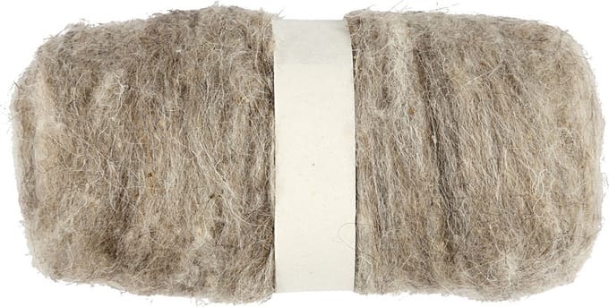Gekaarde Wol, naturel, 100 gr/ 1 bol