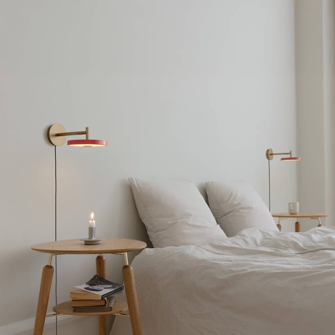 UMAGE LED wandlamp Asteria Short, rosé/messing, stekker