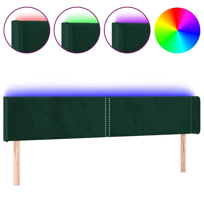 vidaXL Hoofdbord LED 183x16x78/88 cm fluweel donkergroen