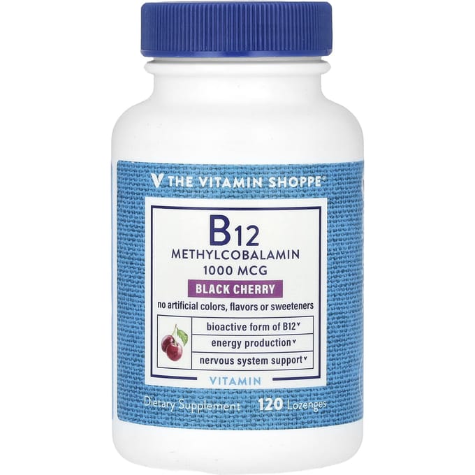 The Vitamin Shoppe, Zwarte Kers, B12, 1.000 mcg, 120 Zuigtabletten