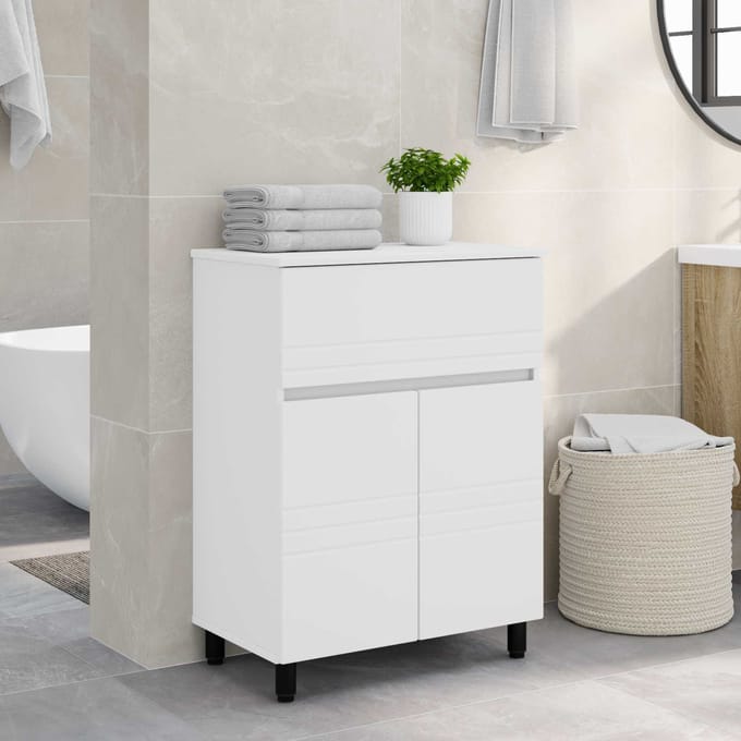 vidaXL - Badkamer - vaniteitsunit - Wit - 60 - x - 35 - x - 80 - cm - Bewerkt - hout