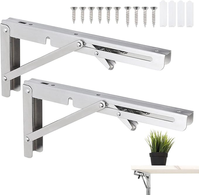 2 stuks stevige roestvrijstalen inklapbare wandplanksteunen heavy duty