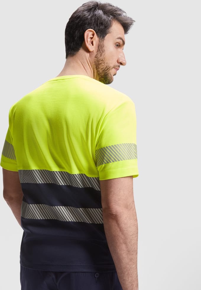 Roly T-Shirt Tauri RY9317 - Navy Blue 55/Fluor Yellow 221 - L