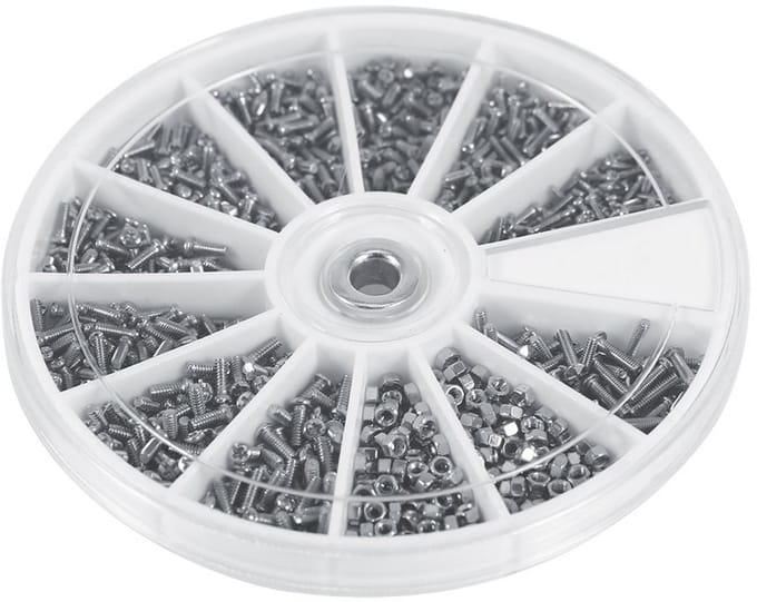 600 stuks micro schroeven en moeren set voor brillen, horloges en elektronica