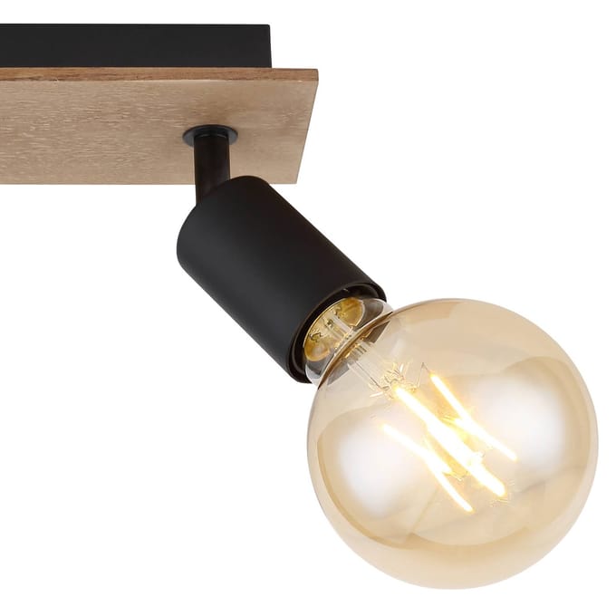 Globo Plafondspot Martha met houtplaat, 2-lamps