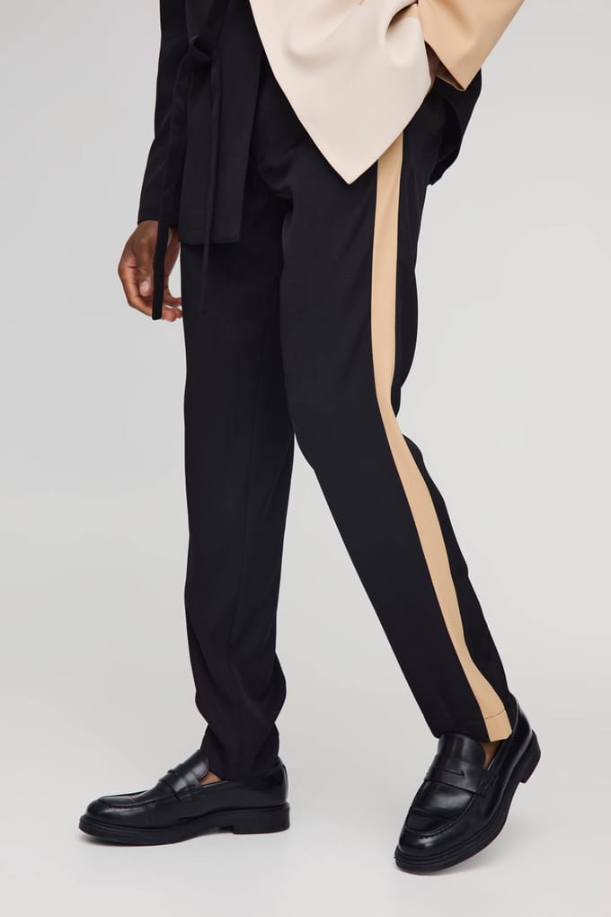 Slim Fit Panel Tailored Trouser | Black | Size 30