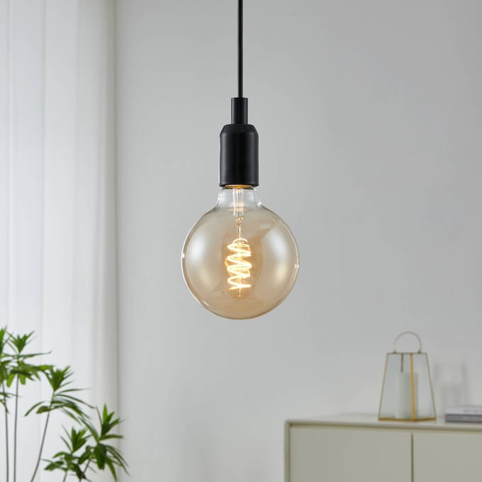 Eglo Ledfilamentlamp Globe Spiral - Amber - D12,5cm - Warm Wit - E27 - 4w