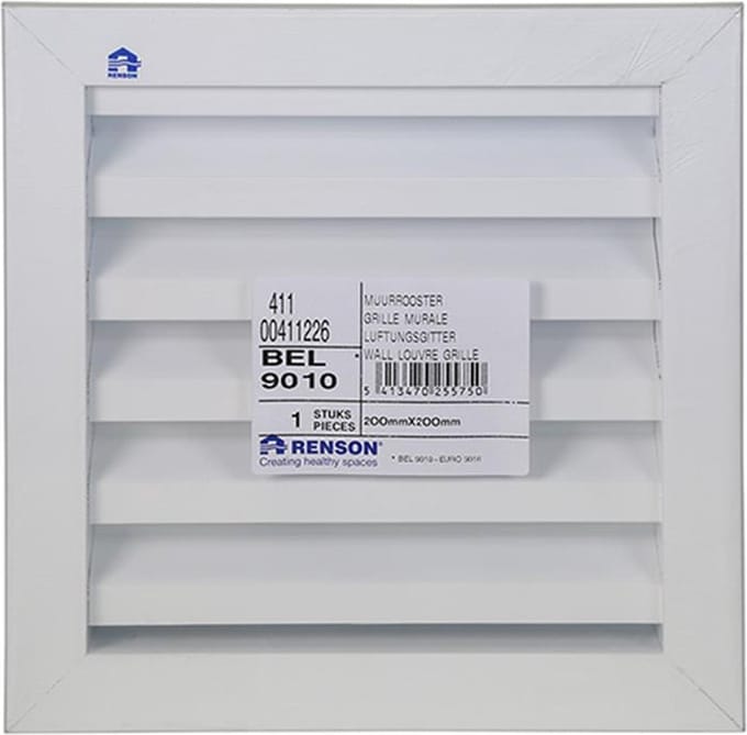 INBOUW MUURROOSTER 411 RAL 9010 200X200MM
