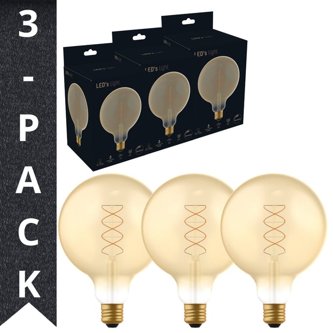LED's Light LED E27 lampen goud - XXL Spiraallamp design - Dimbaar licht - 3PACK - Lamp