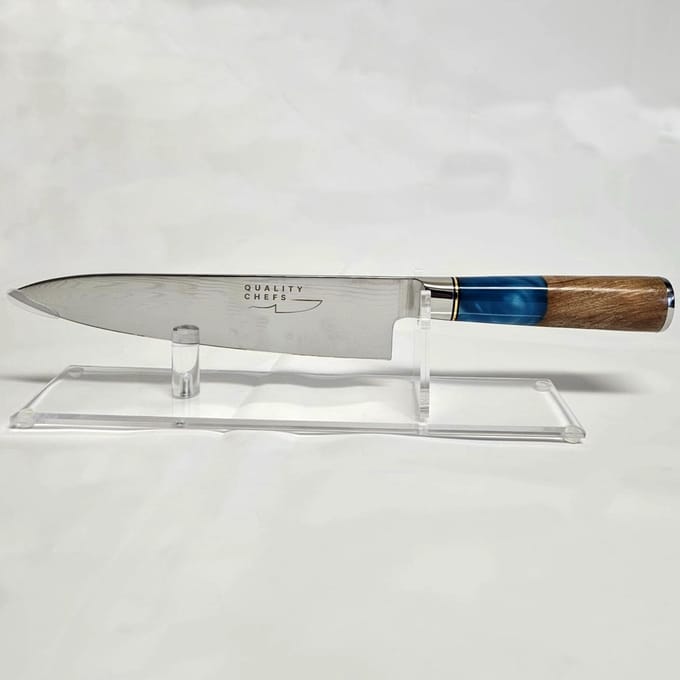 QualityChefs Damascus Chef’s Knife 8” – V10 staal (22 cm lemmet) – vlijmscherp