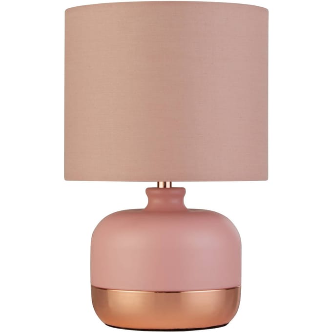 Searchlight Tafellamp Tamsin, roze, metaal/textiel, hoogte 27 cm, E14