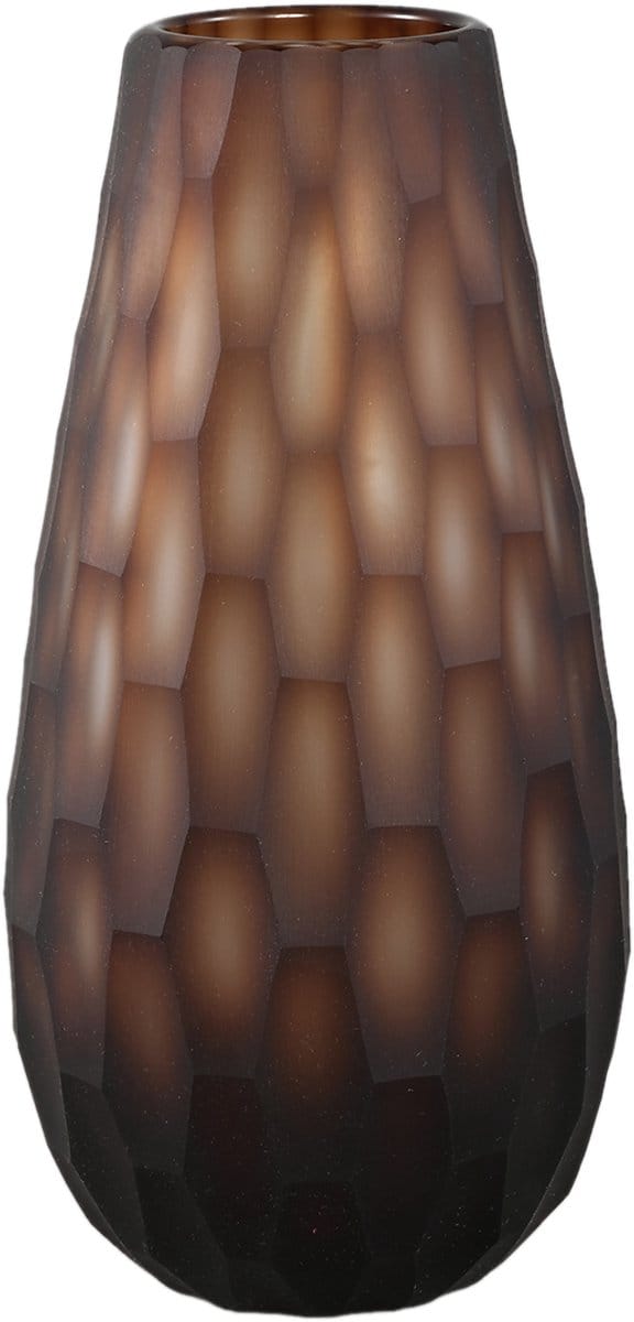 PTMD Niels Dark Brown Handcut Solid Glass Vase Round S
