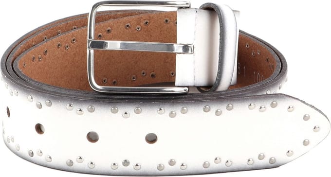 Vanzetti Leren Riem Denim Love 35mm Full Leather Belt W110 White Wit
