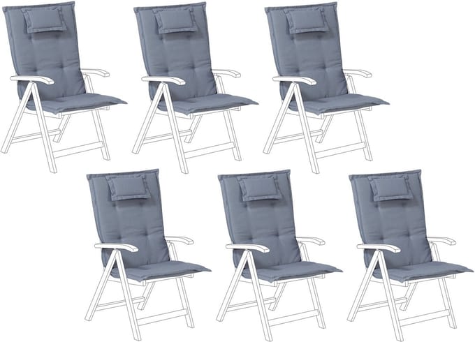 Java/Amantea- Tuinkussen set van 6 - Blauw - 50 x 70 cm - Polyester