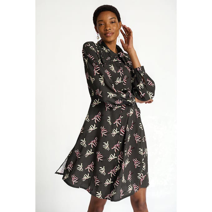 POM Amsterdam Dress - Flower Flow Anthracite Größe: 34 | Blusenkleider Outlet | Damen