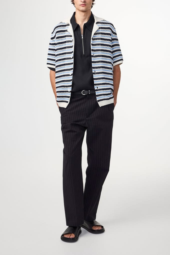 NN.07 Henry Knit Navy Stripe Taglia: M | Cardigan Outlet | Uomo | Blu