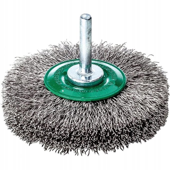 Lessmann Schijfborstel V4A Golfdraad 70x10x0,3mm met Schacht