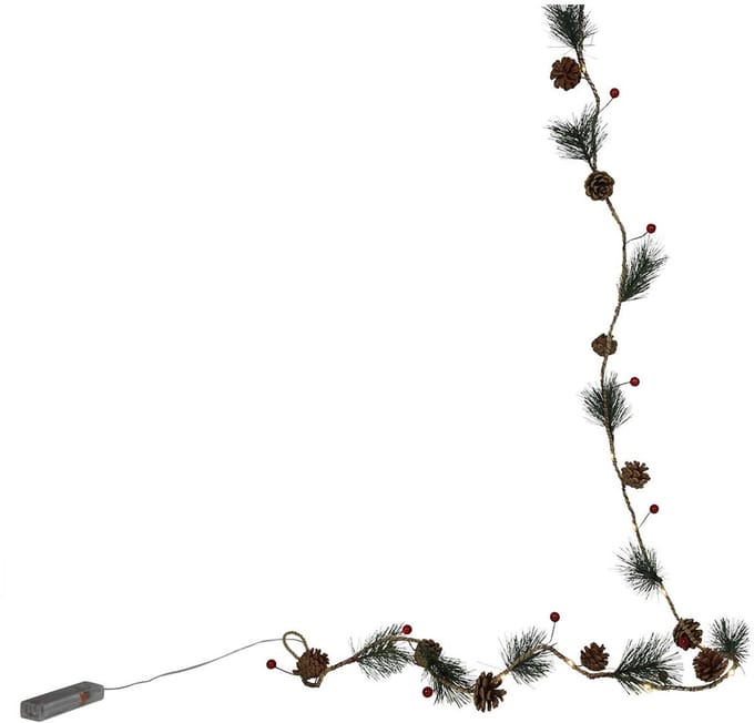 Svenska Living guirlande kerst decoratie red berry pineleaf 20LED 180cm.