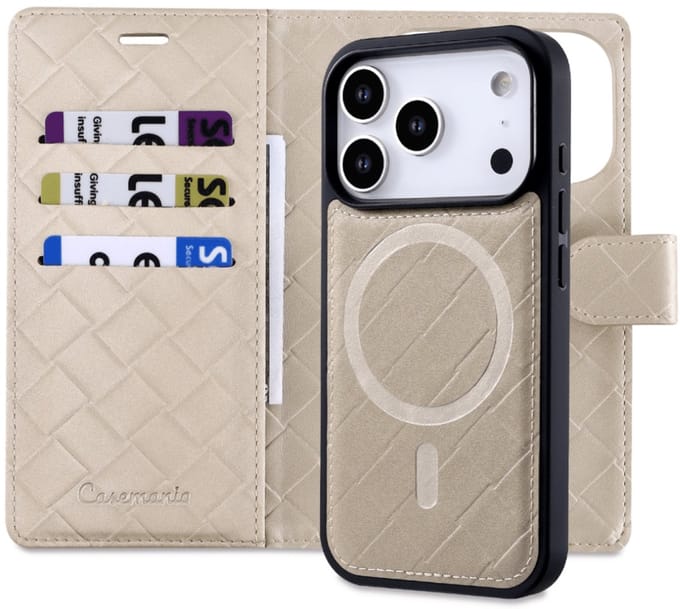 Cityhoesje - Bookcase 2-in-1 - MagSafe - iPhone 17 Pro Max - Goud
