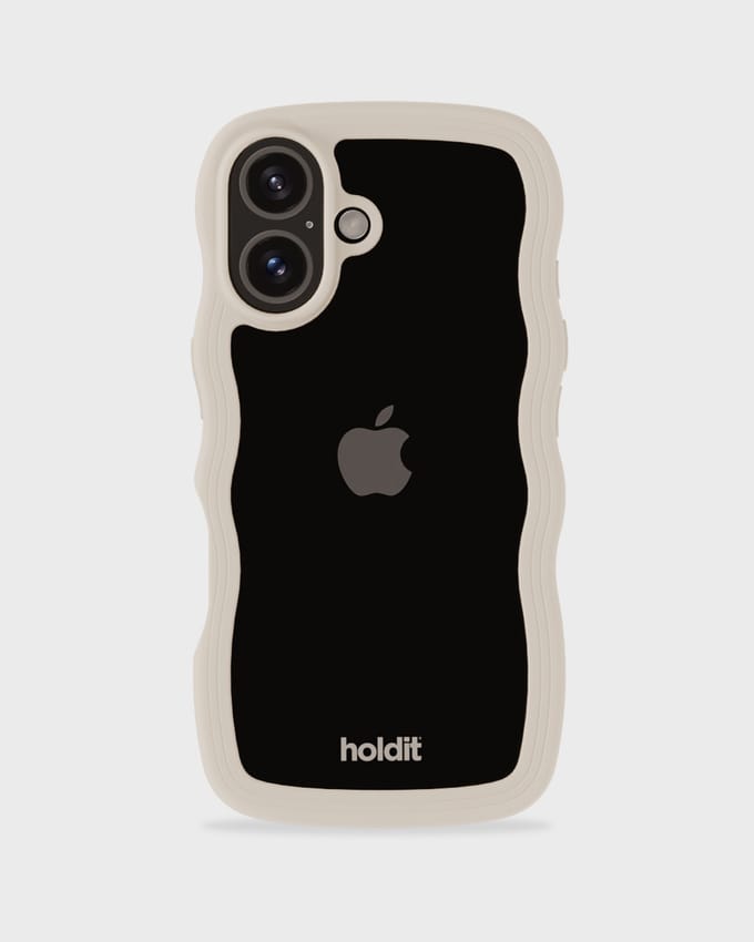 Phone Case Wavy Light Beige/Transparent iPhone 16 Plus